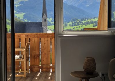 Ausblick aus dem Bett im Blauen Apartment